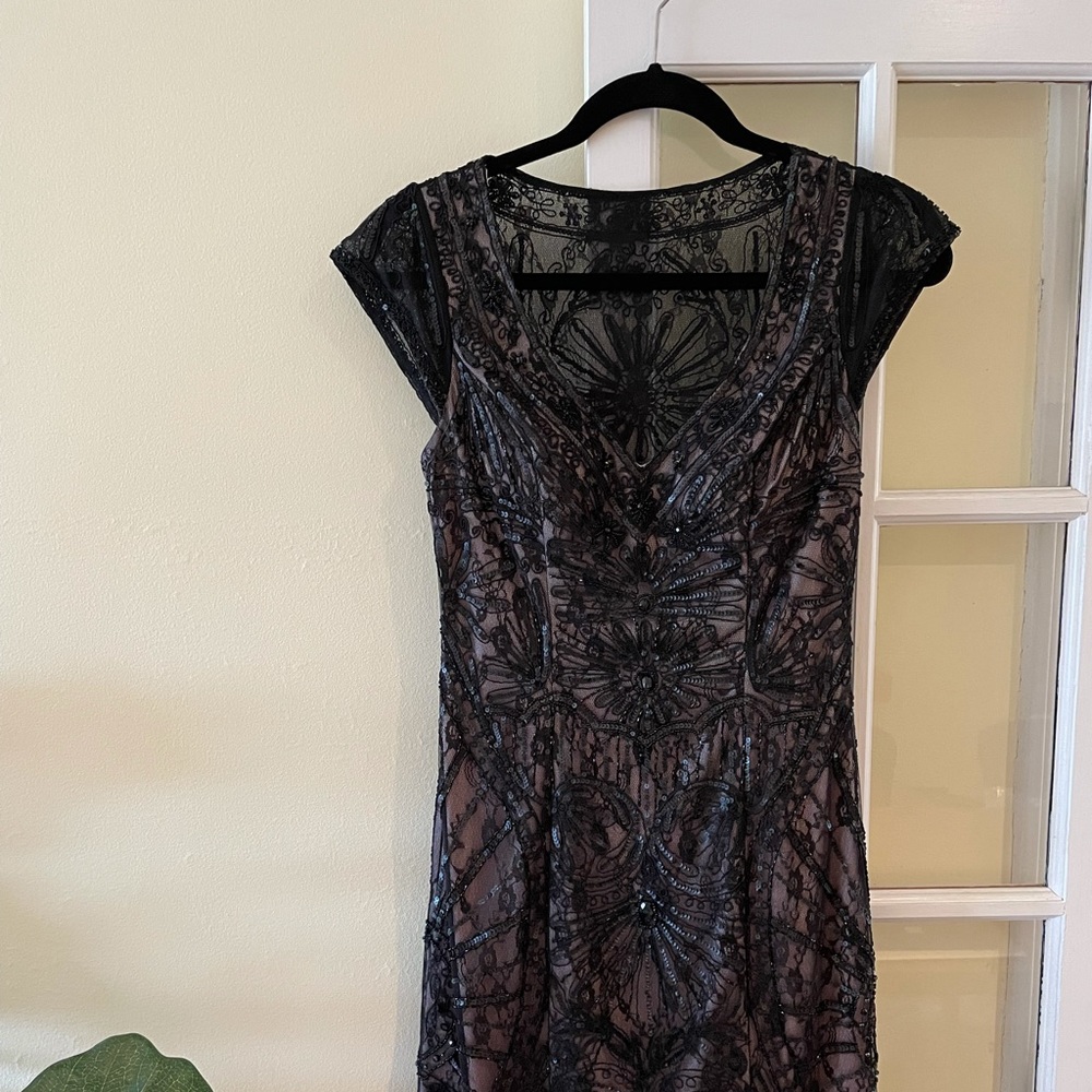 Sue Wong - Embellished Sheath Dress - Black Rose